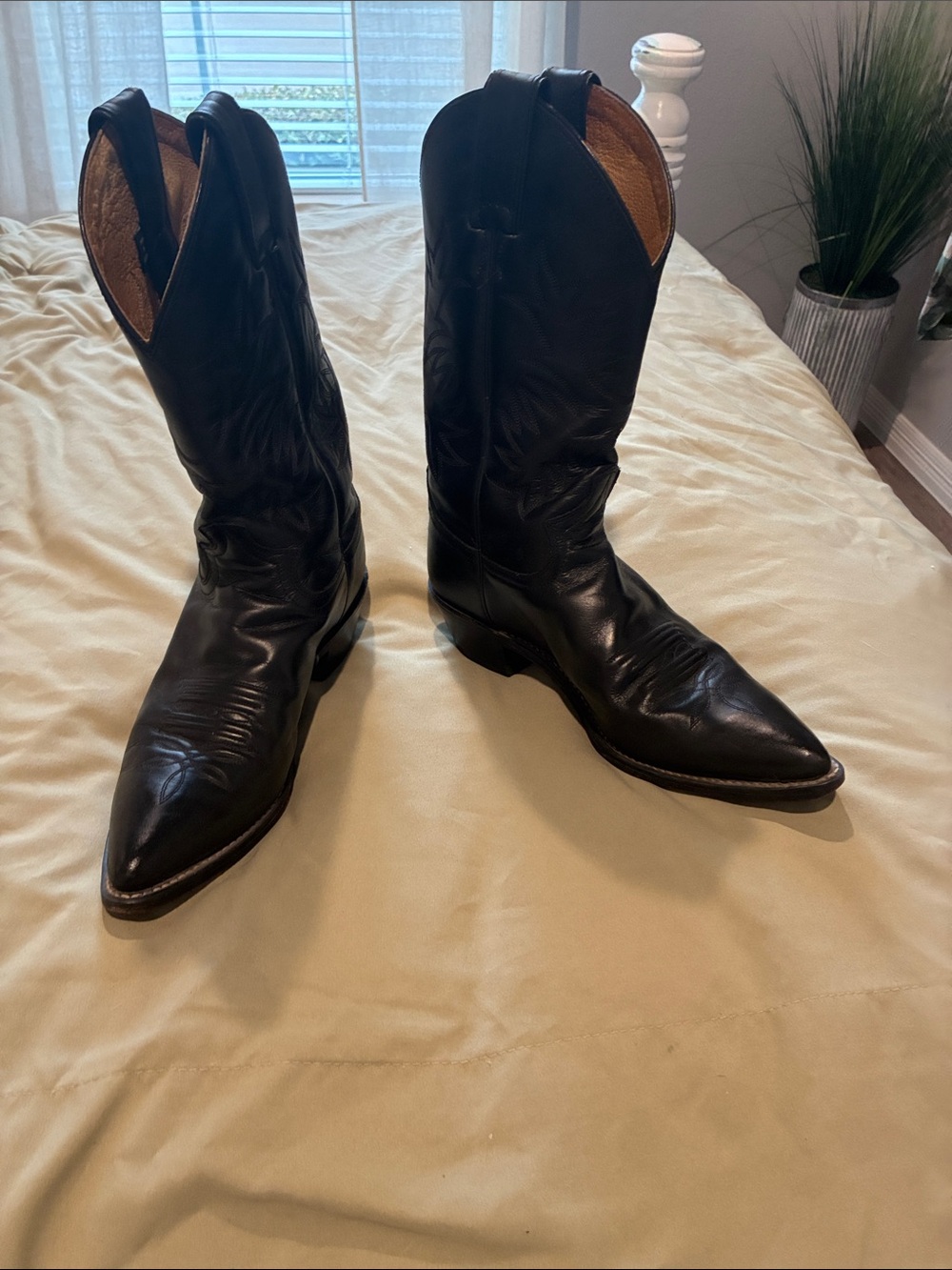 Womens Justin boots black Leather Western Cowboy Boots